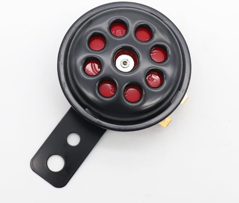 LVEE DL70 Universal Motorcycle Horn Waterproof Round Loud 12V 1.5A 105db small Electric round powersports horns for Motorcycle ATV scooter UTV dirt bike ebike (9 Holes Black And Red) - Image 1